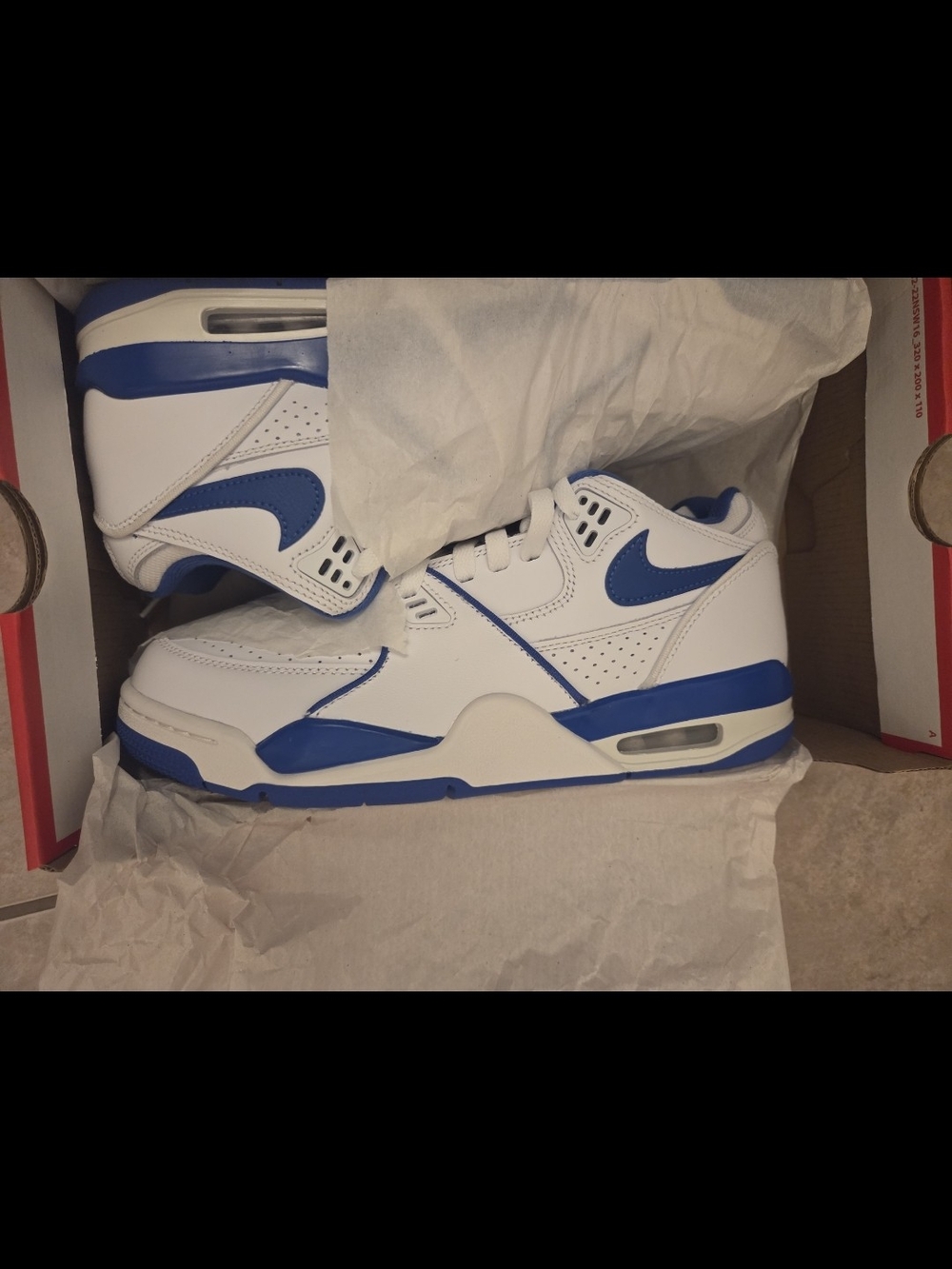 Nike White and Blue Retro Basketball Sneakers